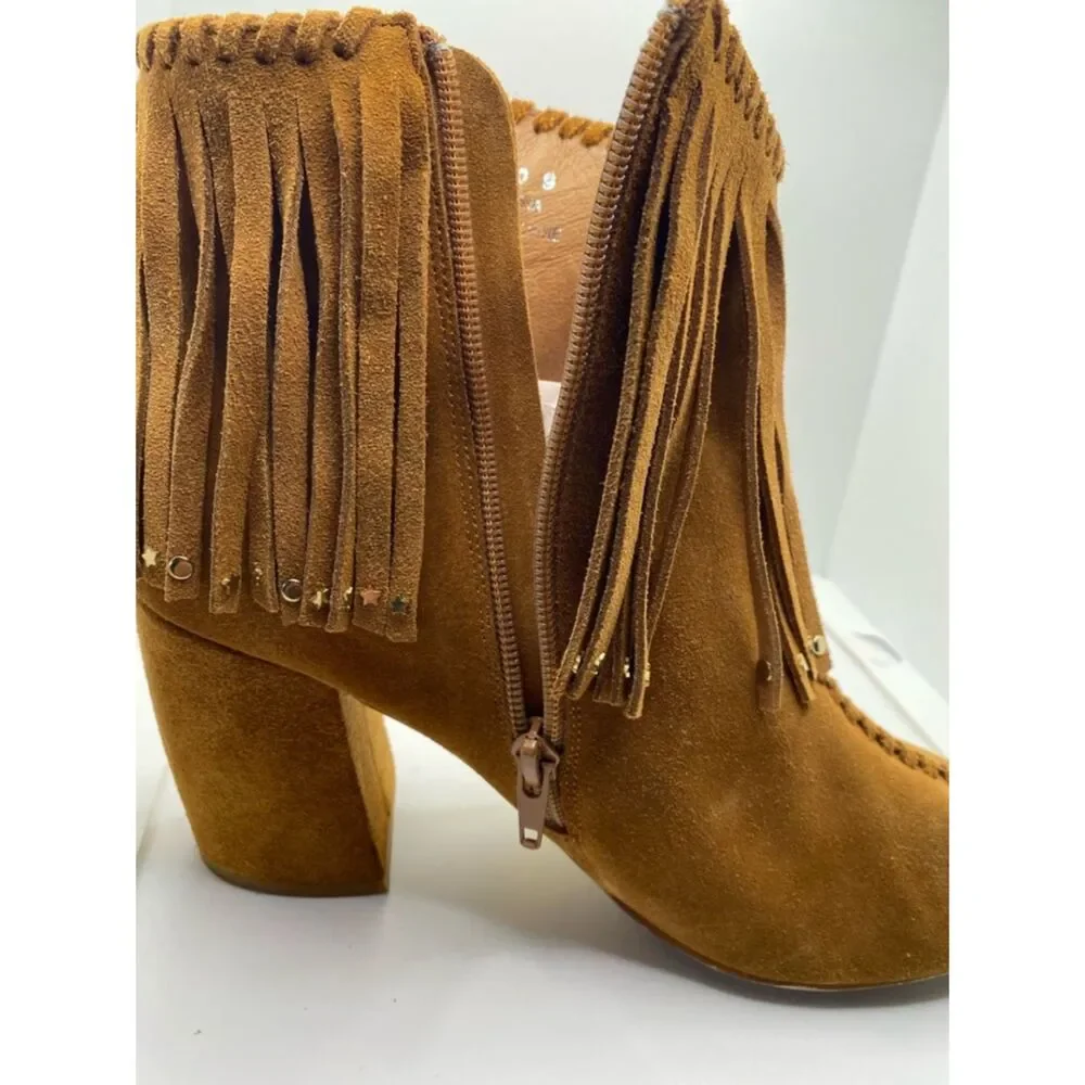 Free People Jeffrey Campbell Ankle Booties 9 Brown Fringe Suede Coastal Cowgirl